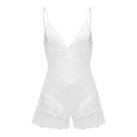 Zuwimk бельо за жени, жени плюс размер бельо назад кръстосано кръстосано дантелено гарнитура Chemise Sleepwear White, XL
