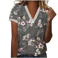 Zodggu дамски туника памучни тениски за модерни оферти класически флорални ризи тренировка дантела с V-образни тениски удобни свободни ежедневни дрехливи блузи модн?