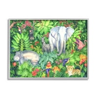 Ступел индустрии подробни сафари животните джунглата Живопис сива рамка изкуство печат стена изкуство, дизайн от Пол Брент