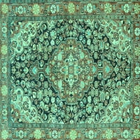 Ahgly Company Machine Wareable Indoor Rectangle Medallion Turquoise Blue Traditional Area Cugs, 2 '3'