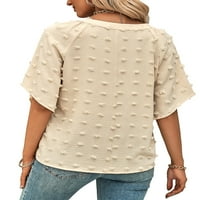 Liacowi жени шифон блузи непринудени половин ръкав v шия жакард риза свободни върхове на офис туника