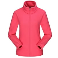 Гузом външни якета за жени- ежедневни топли ветроустойчиви цип без качулка лека отпечатана жена зимни палта горещ розов размер 4xl