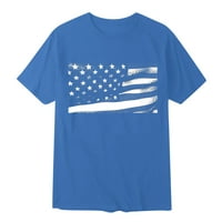 Ризи за тренировка за мъже Деня на независимостта Флаг мек комфорт отпечатани кръгли деколти с къси ръкави тениска синя xl