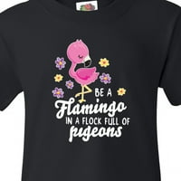 Inktastic Be Flamingo в стадо гълъби с цветя младежка тениска