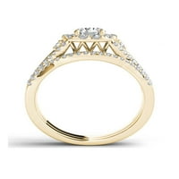 1-Каратов Т. в. диамантен кръстосан джолан хало 14кт жълт златен годежен пръстен