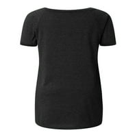 Тениска с късо ръкав на Meihuida за жени плюс размери върхове ежедневно v туника на шията разхлабена блуза