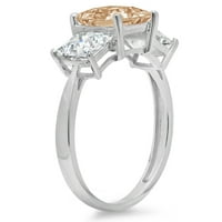 2.62ct Princess Cut Champagne симулиран диамант 14k бяло злато годишнина годежен камък Размер на пръстена 7.25