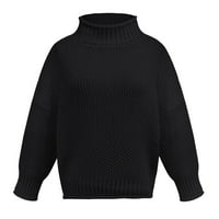 Пуловери на айомета за жени, които са големи батчета с дълъг ръкав, екипаж от екипаж на релета с ремъци с пуловер с пуловери с пуловер, черни m