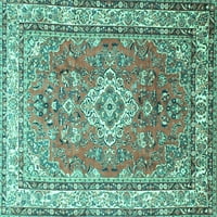 Ahgly Company Indoor Rectangle Persian Turquoise Blue Traditional Area Cugs, 3 '5'