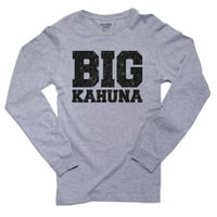 Биг Кахуна-колеж надписи-Художествена целулоза Мъжка тениска с дълъг ръкав сива