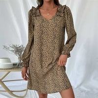 Есенни дрехи за жени плюс размер v-образно деколте леопардов принт за развъл