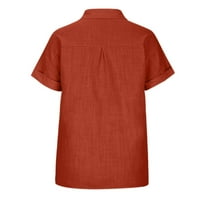 Дамски летни върхове женски върхове солидна бутонска риза женски V-образно деколте разхлабена тениска блуза