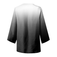 Останете шикозни във всеки климат Himiway Trendy Women Tops Ladies Tops Geometric Print с дълъг ръкав панел с v-образни дишащи риза Черна 3XL