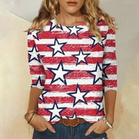 Жени американска флаг риза САЩ графичен 4 -ти юли тениска патриотична риза Небрежни тийнейджърски върхове бяло l