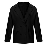 Лилджуй жени Бизнес Облекло Плътен цвят Дълъг ръкав жилетка Топ яке палто черно，4 Зимни рокли за