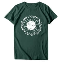 Приплъзване слънчоглед Флоу риза за дами Пролет уютен ретро О-врата риза полиестер Мека излиза с къс ръкав тениска за жени