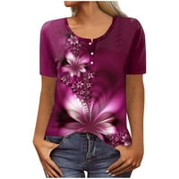 Ballsfhk къси ръкави ризи за жени модел печат графични тийнейджъри блузи ежедневни плюс размер основни върхове пуловер